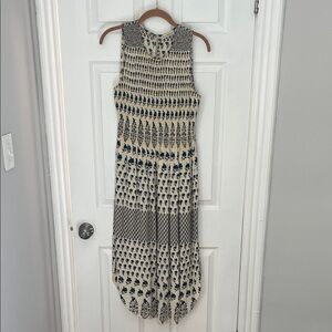 Ulla Johnson - Sleeveless Cream and Navy Printed Maxi Dress